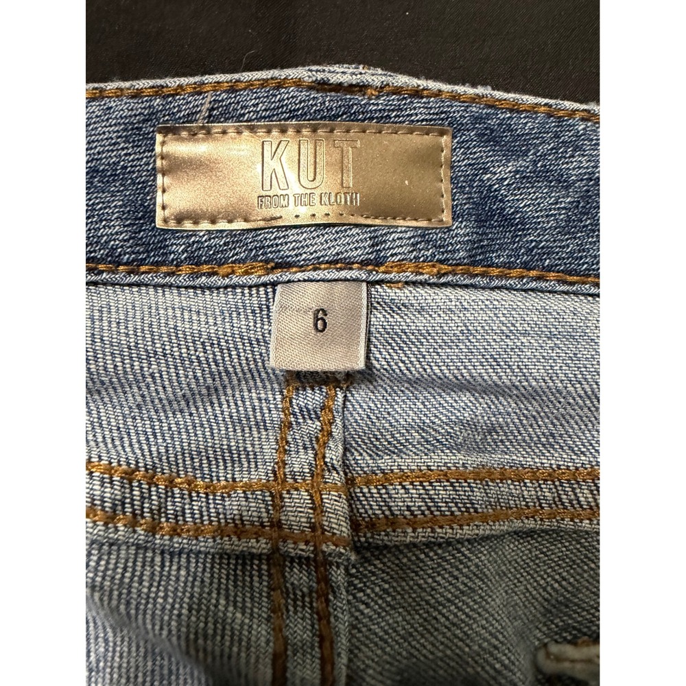 Kut from the Kloth Straight Leg Jeans Medium Wash Raw Hem Size 6 Cropped Denim - Picture 4 of 7